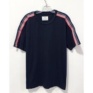 Denim & Flower Ricky Singh - Men's Navy, Crew Neck, Stars and Stripes Tshirt (L)